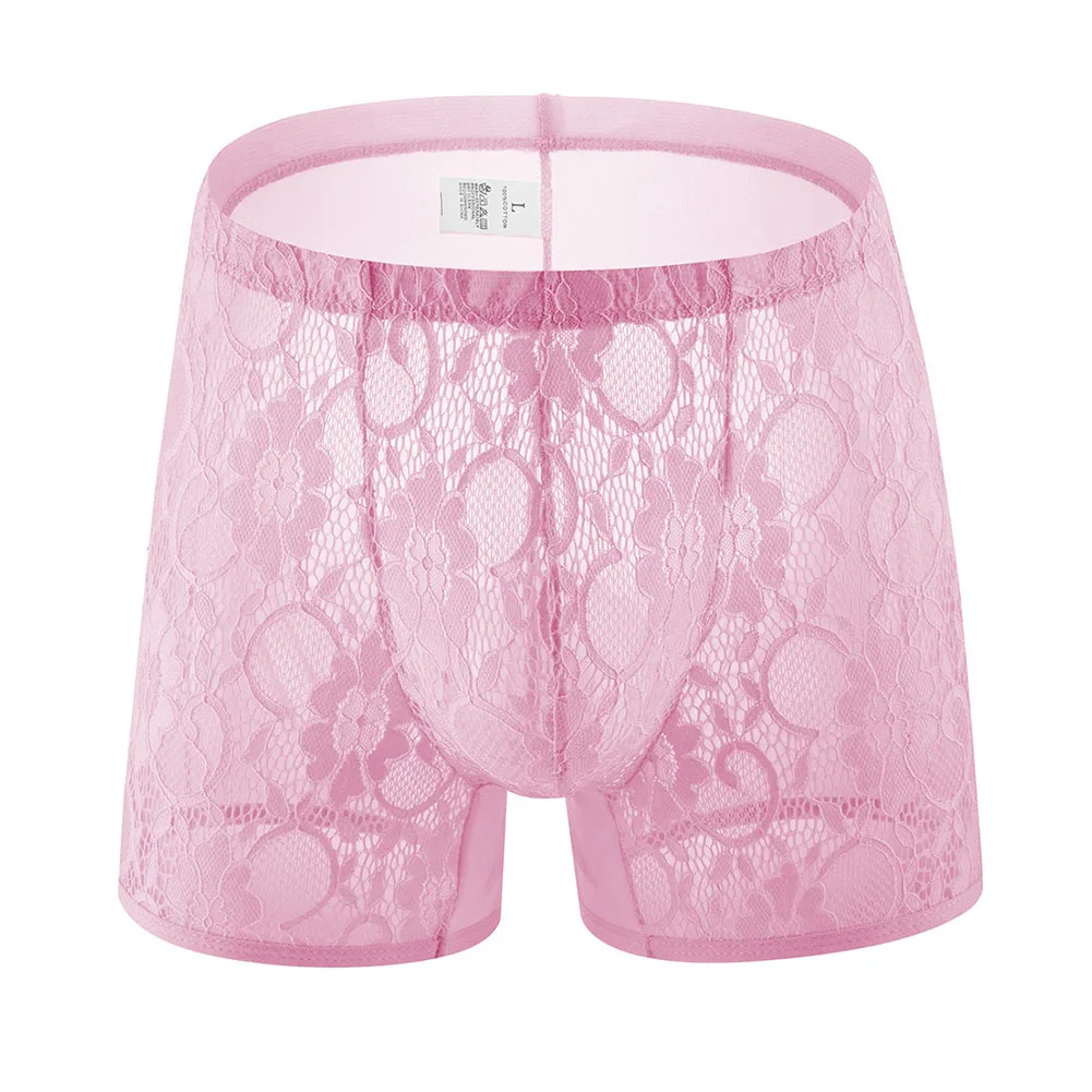 

Mens Underwear Lace Sheer Lingerie Ultra Hot Breathable Boxershorts Hollow Out Underpants Soft Sleep Boxer Shorts Men's Clothing