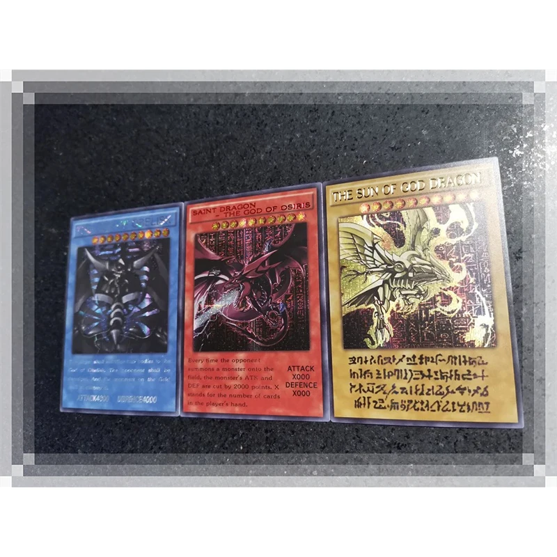 Diy 3Pcs/set Yu-Gi-Oh! Board Game Card Homemade Egyptian God Anime Characters Bronzing Collection Card Kids Toys Christmas Gift