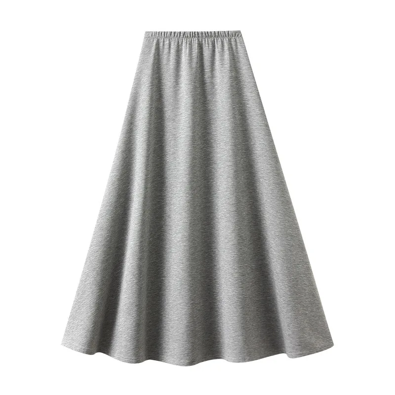 

Gray skirt women's 2025 autumn winter mid-length high waist skirt women korean style loose A-line long skirt female