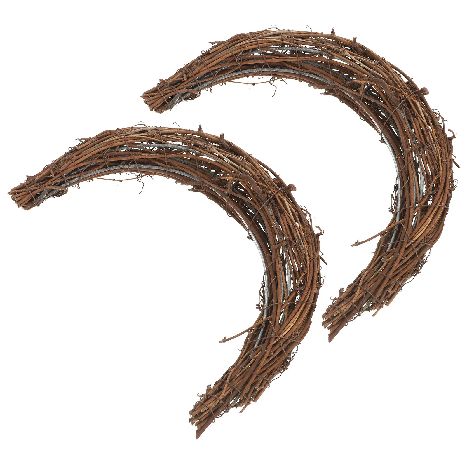 

2 Pcs Rattan Garland Branches Home Decor Crafts Moon Wreath Vines Small Form Mini