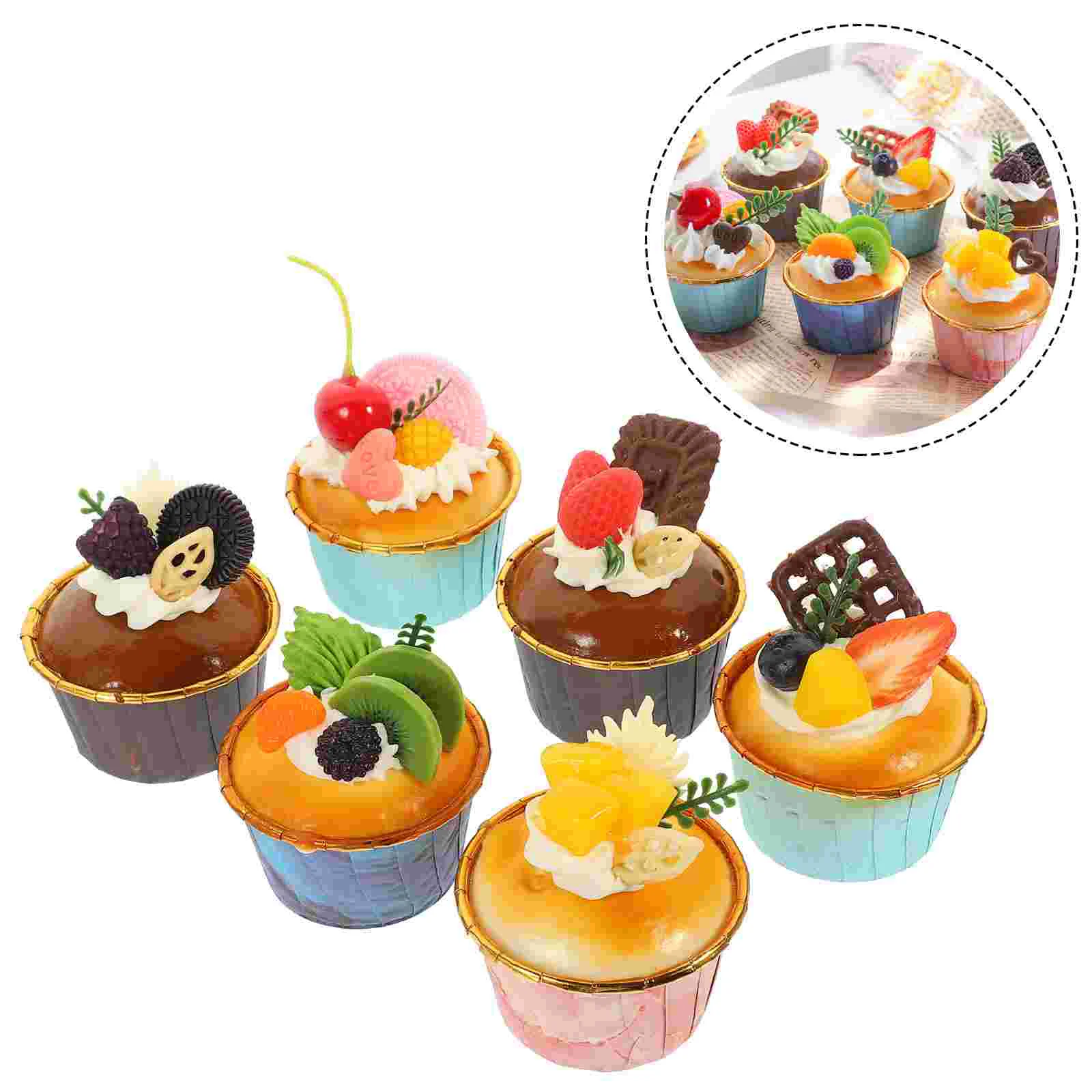 

6pcs Simulation Fake Cake Models Delicate Cake Food Models Photo Props Simulation of food Artificial Cake