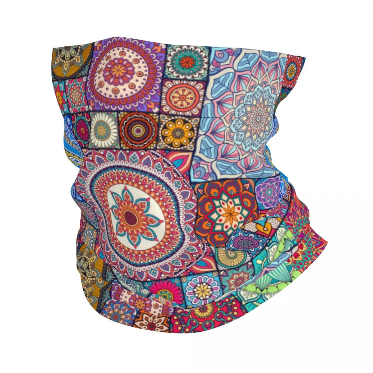 Custom Bohemia Style Ethnic Floral Mandalas Pattern Bandana Neck Warmer Men Women Winter Ski Hiking Scarf Gaiter Face Cover