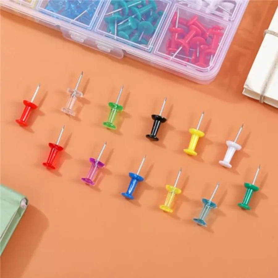 12 لون 150 قطعة دبابيس ضغط Strd الإبهام المسامير نقطة الصلب ودبابيس ضغط البلاستيك للوحة الإعلانات لوحة الفلين والجدار #4