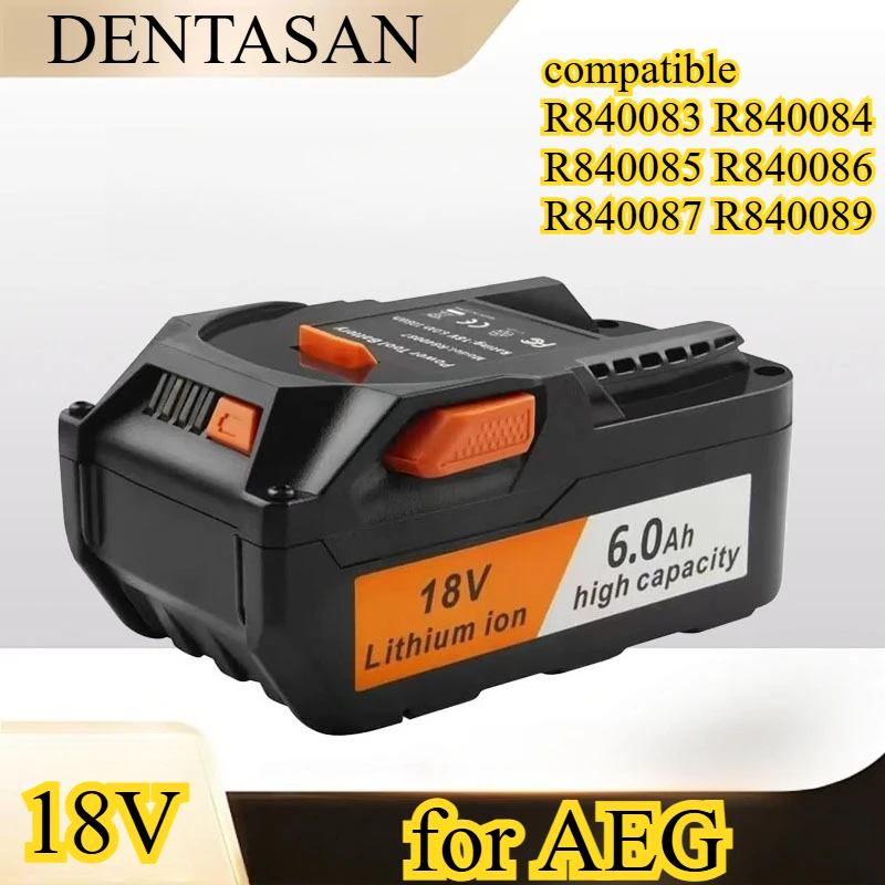 

Аккумулятор 18 В, 6000 мАч, подходит для AEG R840087 R840085, ручная электрическая дрель, литиевая электрическая пила, электрическая дрель, электроинструмент