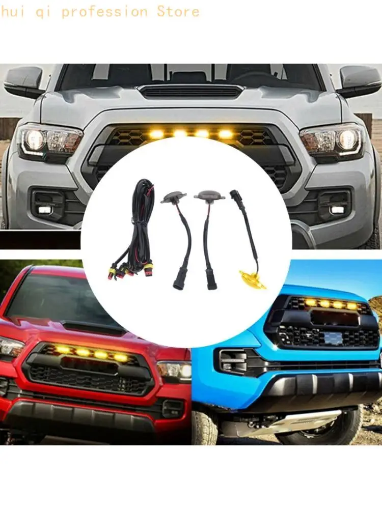 12V Vehicle Grille Light with Four LED Modules, ABS Housings and One-to-Four Connection Harness for Daytime Use H8WE