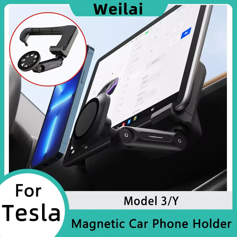 For Tesla Phone Holder Magnetic Model Y Model 3 15WFast Charging Hidden Bracket Phone Holder Under Screen Wireless Magnet Charge