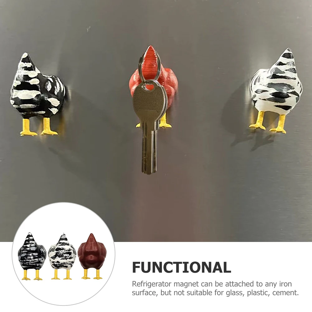 

3Pcs Cartoon Fridge Magnets Chicken Butt Resin Refrigerator Magnets Whiteboard Magnetic Decor Office Kitchen Supplies