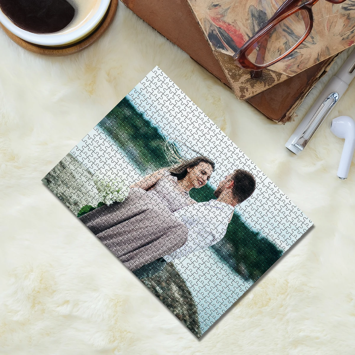 35/300/500/1000pcs Personalized Custom Photo Puzzle Wedding Photos DIY Teens Adults Wooden Box Jigsaw Toys