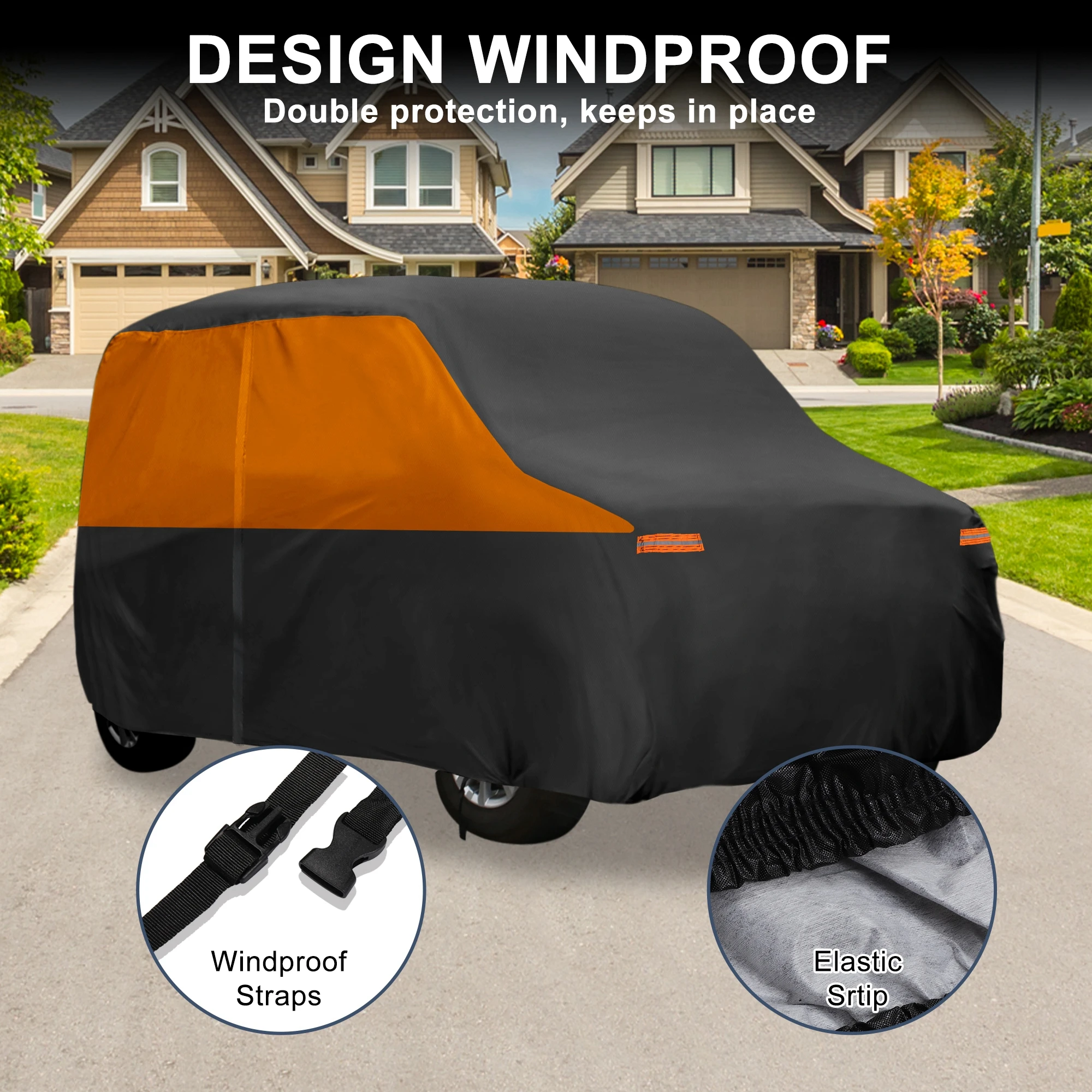 غطاء سيارة أكسفورد مقاوم للماء 210D-PU من Motoforti لسيارة جيب جراند 11-23 مع سحاب أسود #4