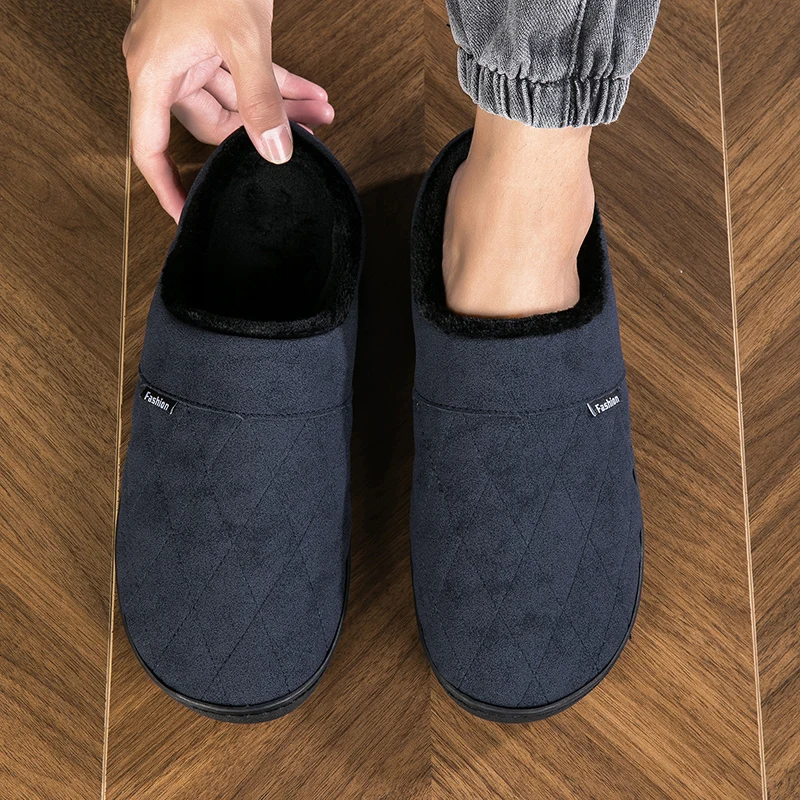 Cotton Slippers Men Winter Indoor Home with Cashmere Warm Can Be Warn Outside The Dirty Cotton Shoes Bedroom Floor Shoes