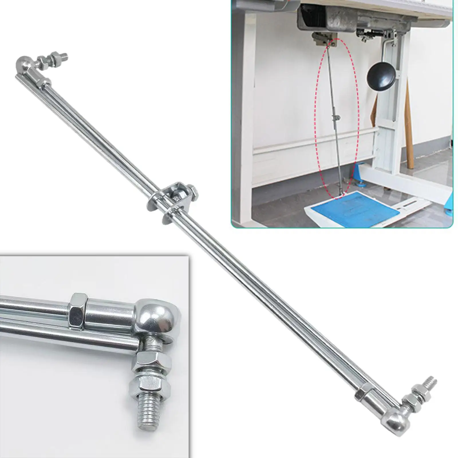 Durable Steel Treadle Linkage Rod Smooth Power Transfer Pedal Connector for Domestic Sewing Machine Accessories