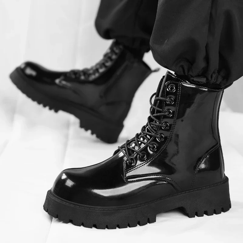 Botas tobilleras de cuero con plataforma para hombre y mujer, zapatos informales de diseñador de lujo a la moda, estilo Chelsea, Unisex