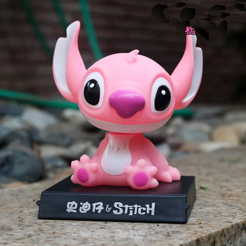 디즈니 스티치 모델 그림 만화 전화 홀더 장식 이동 머리 인형 귀여운 인테리어 자동차 용품 부티크 인형 장난감 선물
