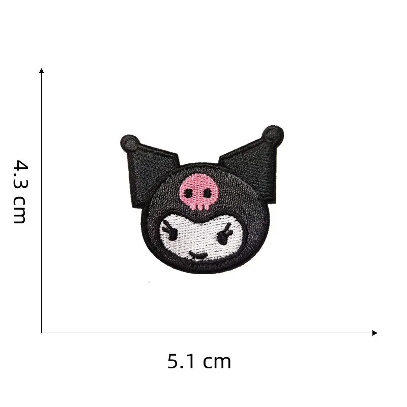 7 pezzi Anime Sanrio Kuromi applique autoadesiva per cucire vestiti per bambini termoadesivi su toppe ricamate fai da te Kwaii Coat Decor Badge