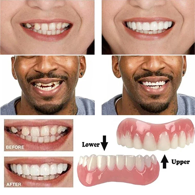 

Sdottor False Teeth Silicone Upper Lower Veneers Perfect Laugh Veneers Dentures Paste