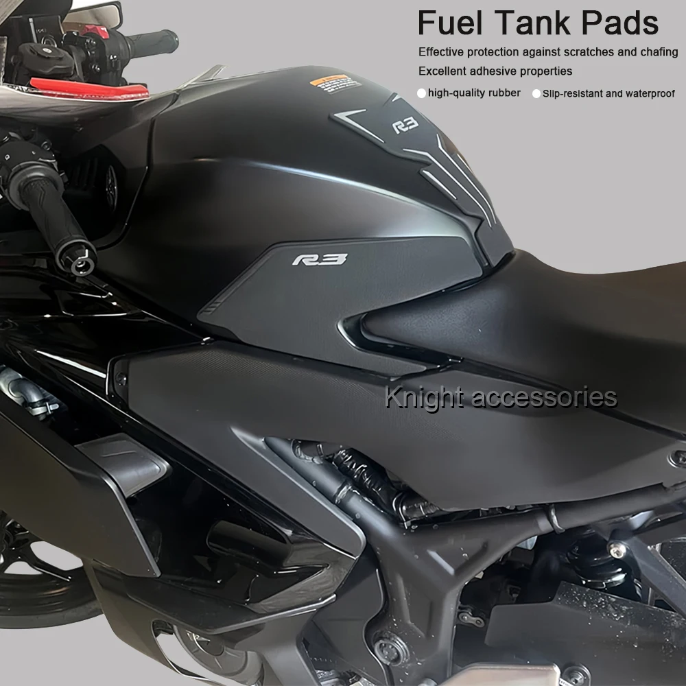 New For YZF-R3 YZFR3 YZF R3 2019-2025 r3 Side Fuel Tank Pads Protector Stickers Knee Grip Traction Pad R3