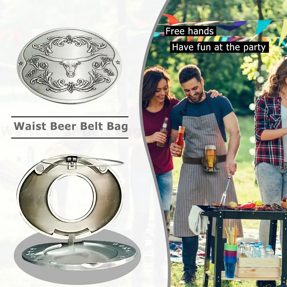 

Beer Head Belt Bottle Buckle Camping Can Holder (Cow Ancient Tin)