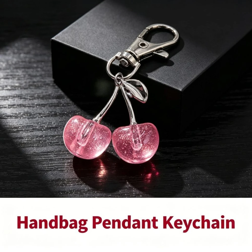 

Cherry Bag Ornament Wallet Keychain For Women Ladies Key Ring Fashion Fruit Cute Car Keyring Ornament Decor Valentines Day Gifts