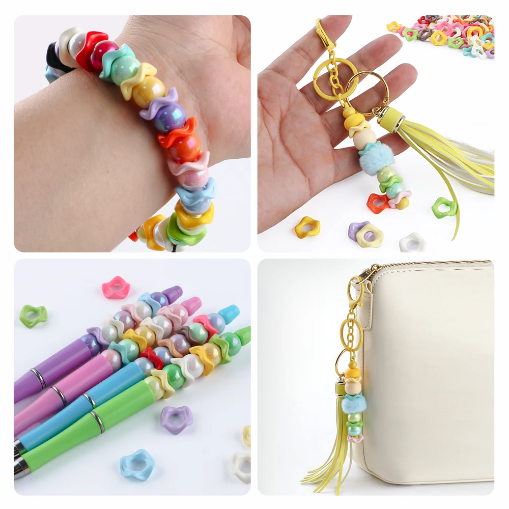 25Pcs15MM Wavy Big Hole Stack Bead Diy Mobile Phone Chain Bag Pendant Beaded Pen Bracelet Necklace Jewelry Accessories view 3