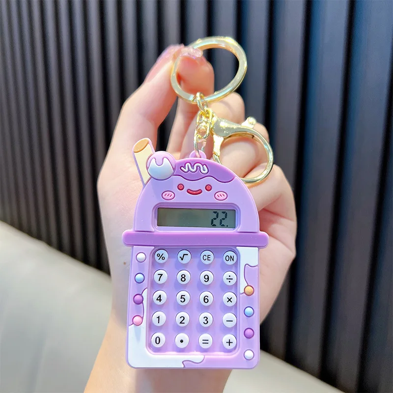 1pc Calculator Keychain Mini Portable Calculator With Creative Cute Keychain 8-Digit Display Pocket Calculator Keychain