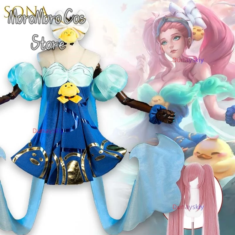 

League Sona Buvelle Lotus Hot Springs 코스프레 의상 Costume Female Anime Character Outfit Sexy Dress Women Halloween Roleplay Clothes