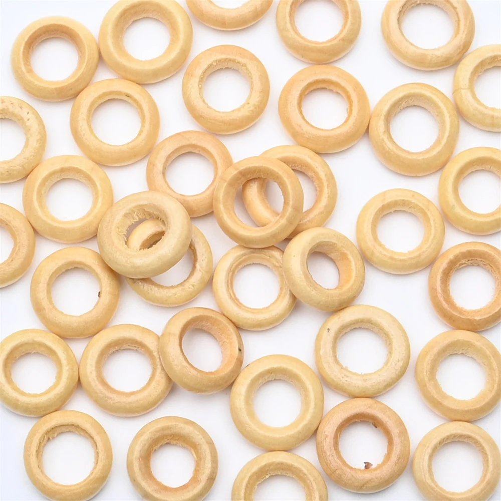 100Pcs Small Wooden Beads Wood Rings For Jewelry Making Diy Dreadlock Hair Beads Rondelles Loose Spacer Beads Wholesale 13mm