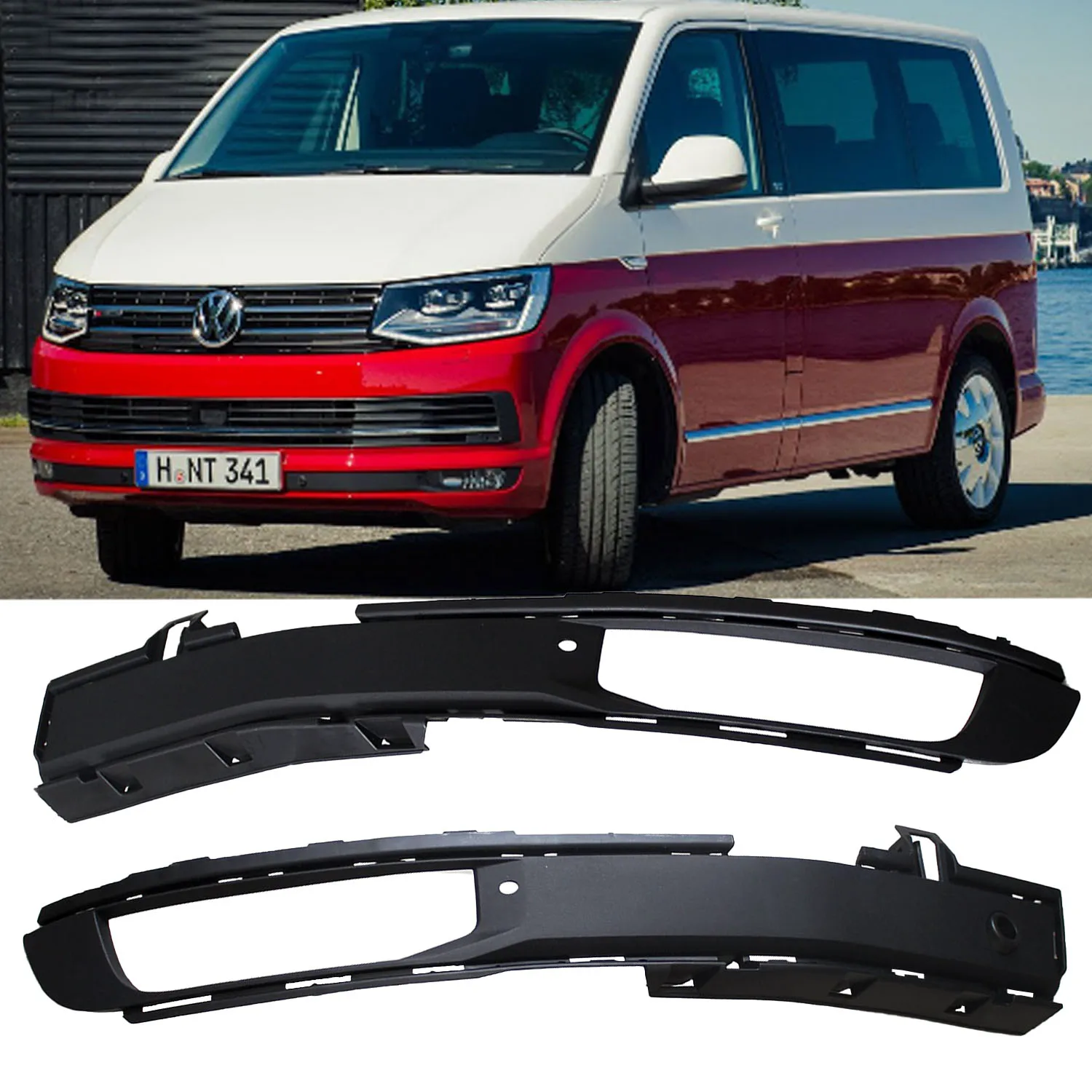 

Front Bumper Fog Light Cover Lower Side Grille Frame with Hole for VW Transporter Multivan T6 2015-2019 7E0807489D 7E0807490D