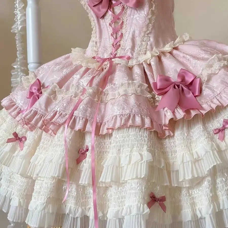 SOIOMES【달콤한 꽃바다】여름 슬리밍 프린세스 드레스 스위트 로리타 발레 드레스 생일 파티 로리타 베스티도