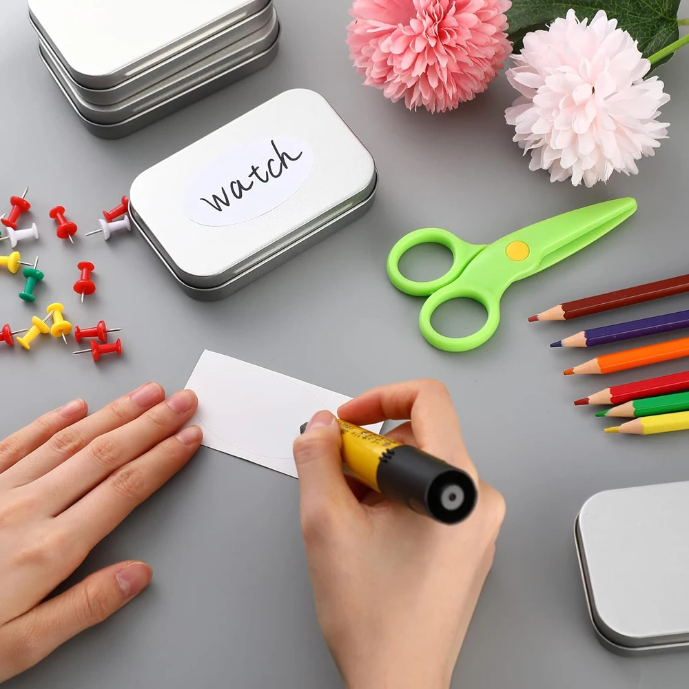 الفضة معدن مستطيلة فارغة متمحور علب حاويات علب الضروريات الأساسية علب صندوق صغير محمول مجموعة تخزين صغيرة كرت هدية #3