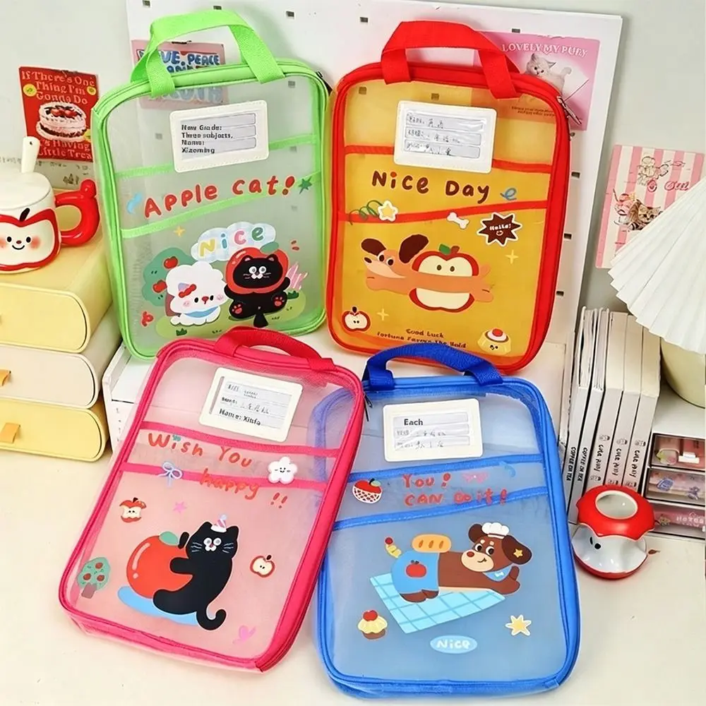

Large Capacity A4 Stationery Storage Bag with Handle Thickened File Folders Transparent Organizer Folders