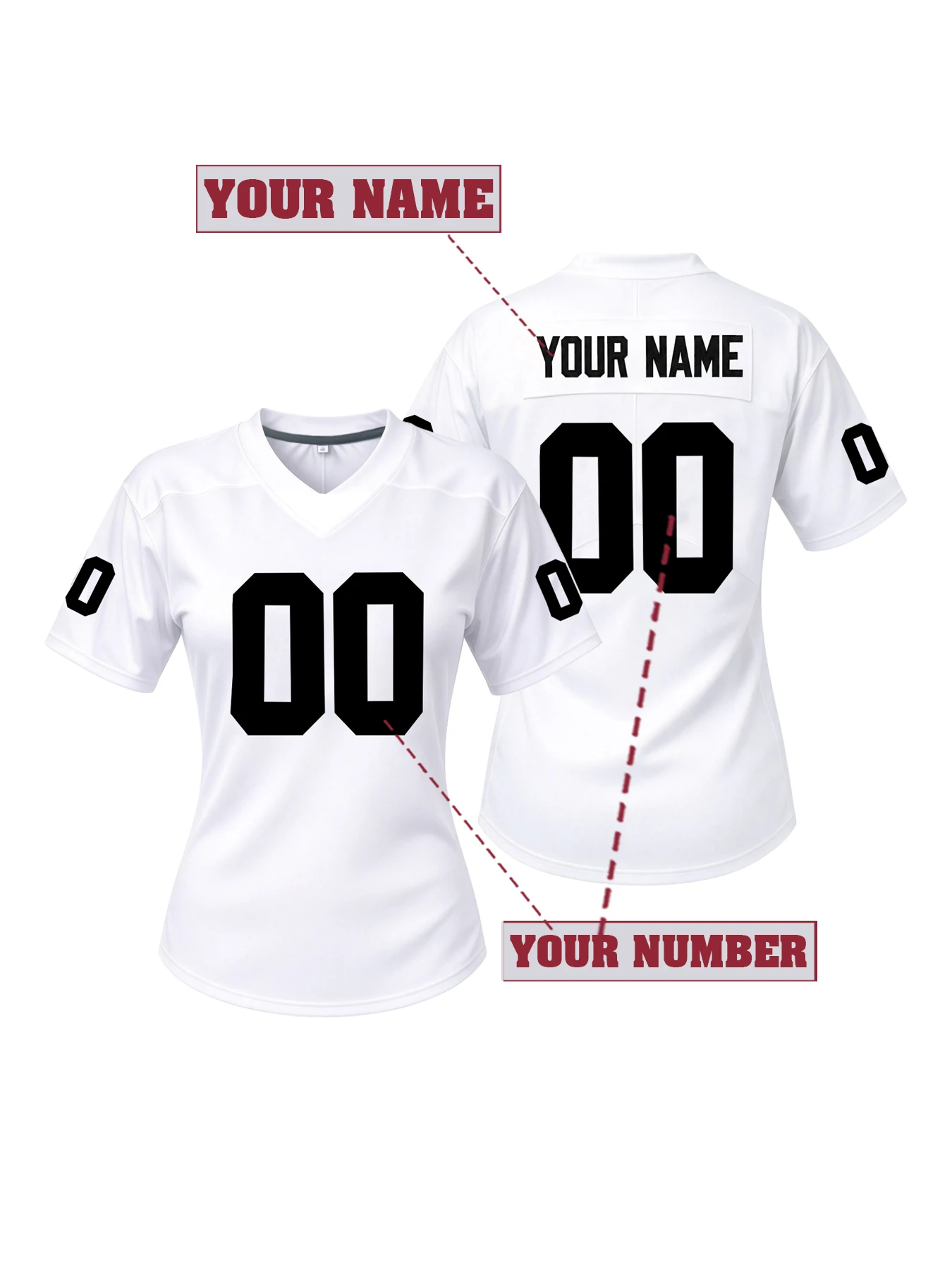 Embroidered Women's Custom Las Vegas Football Jersey Personalized Name & Number V-Neck Short Sleeve Game Day Casual Fan Shirt