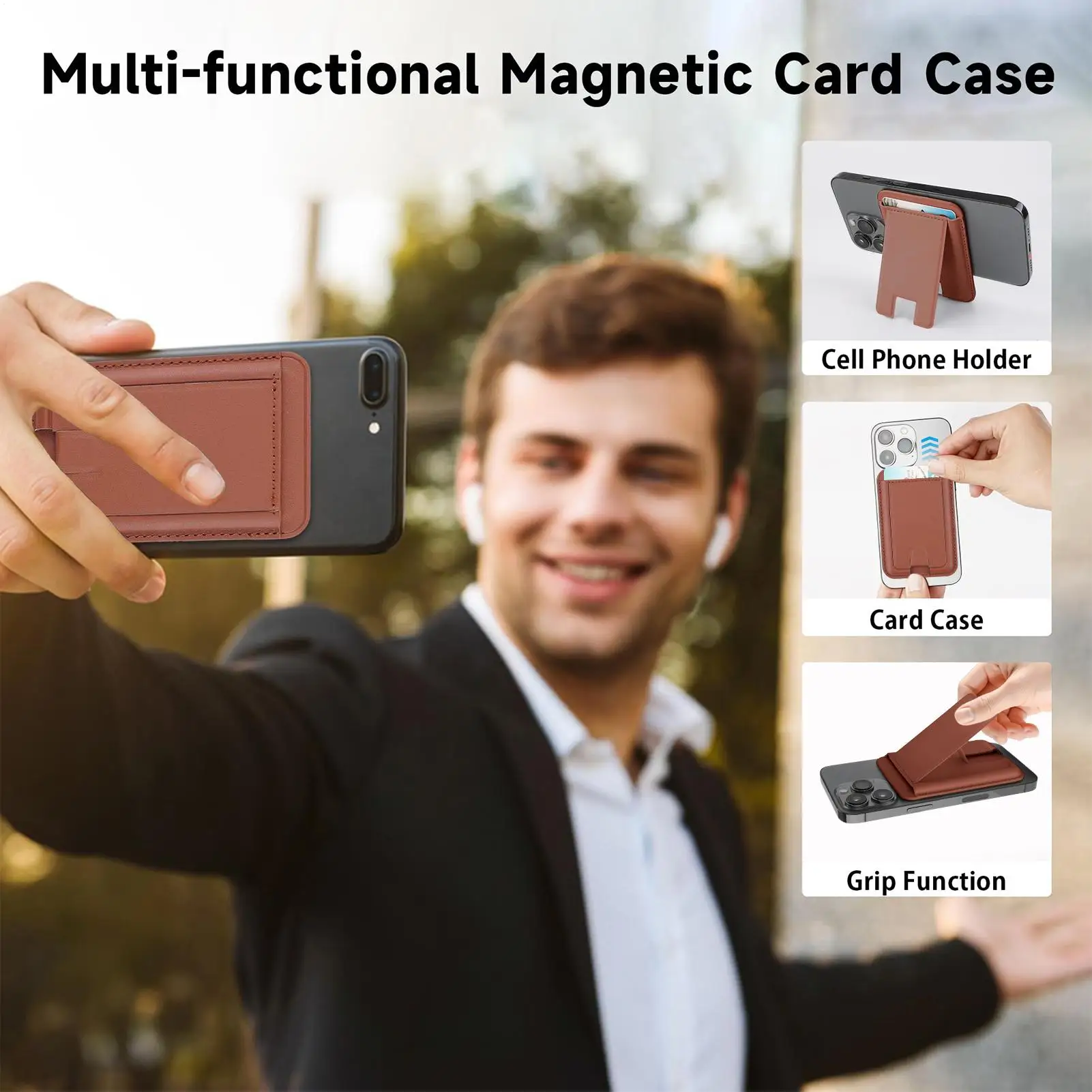 

Phone Holder Wallet Magnet Card Holder For Phone Case Mount Portable Case For Credit Shopping Women Travel Running Desk Commute