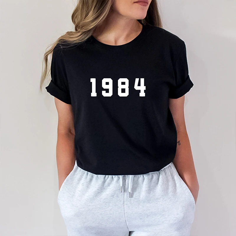 1984 Simple Printed Vintage Women T Shirts Cotton 40th 40 Years Old Birthday T-shirt Mothers Day Gift 80s Grunge Clothes Femme