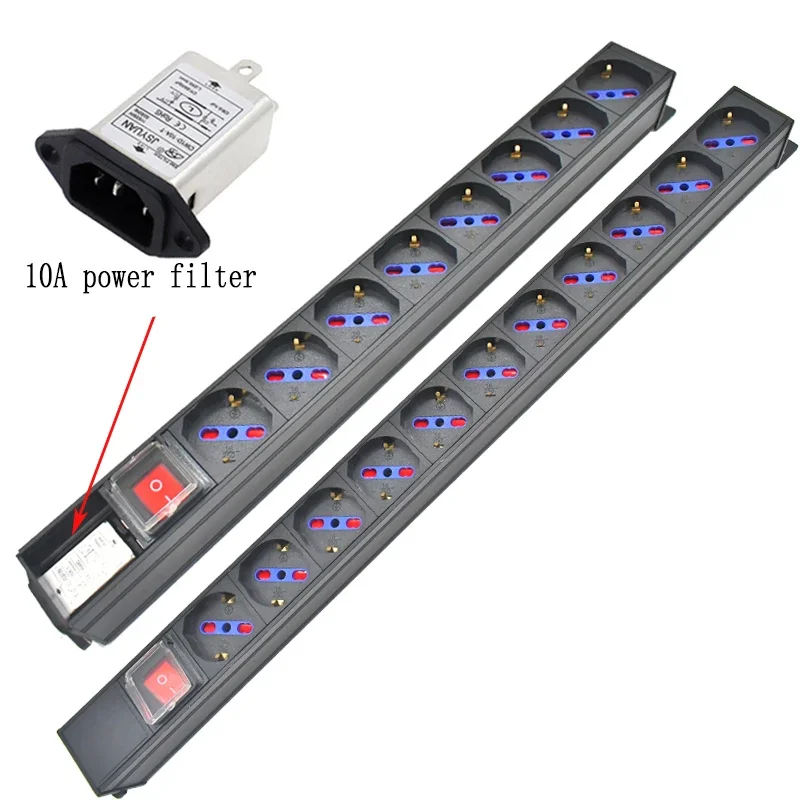 HiFi Audio Noise AC Power Filter Power Conditioner Power Purifier Surge Protection with EU Italy Outlets Power Strip socket