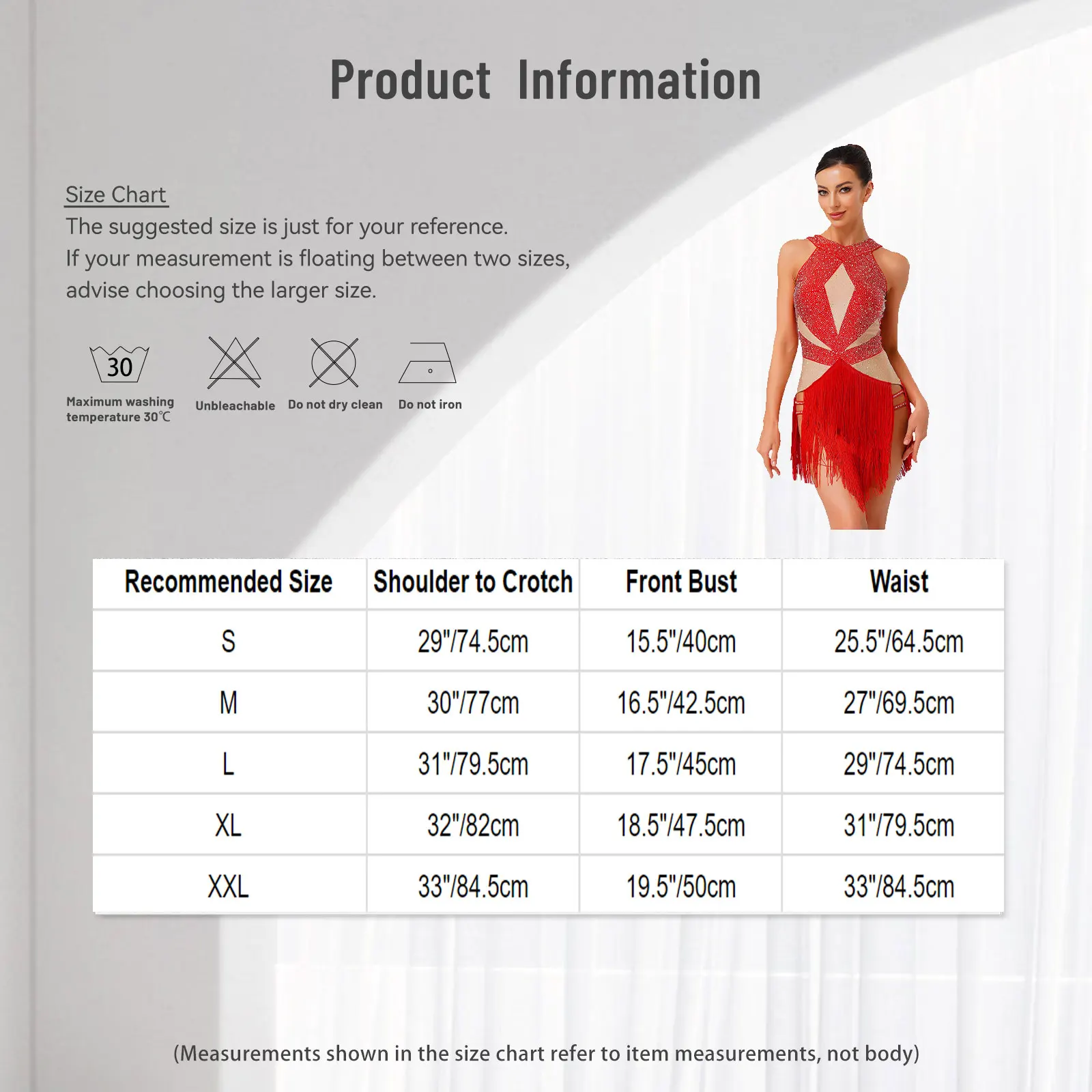 Womens Latin Tango Dance Leotard Rhinestones Backless Tiered Tassel Contrast Color Bodysuit Jumpsuit for Chacha Rumba Samba