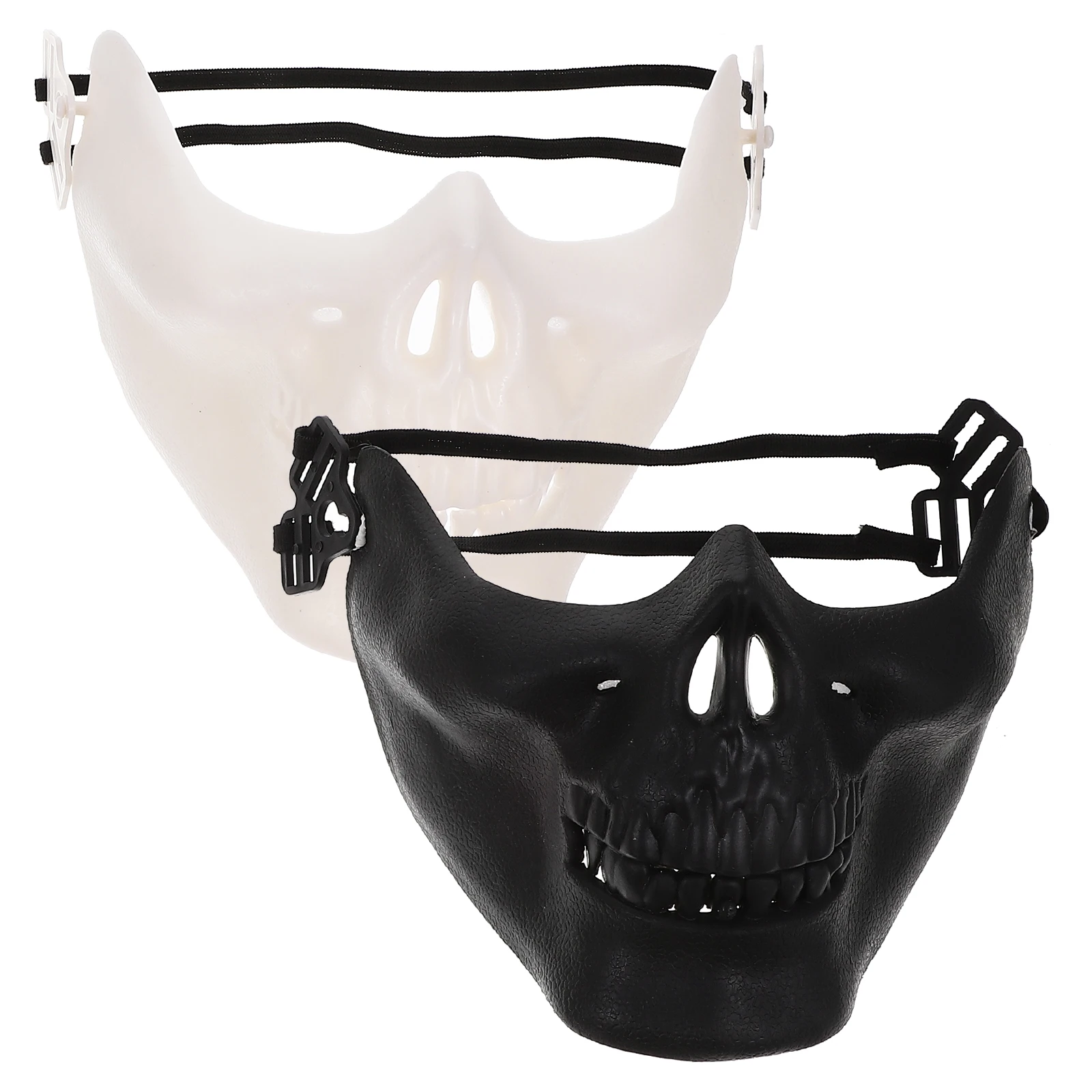 

2 pcs Full Face Mask Black White Halloween Scary Masquerade Cosplay Durability Comfort Creepy Design Long Lasting