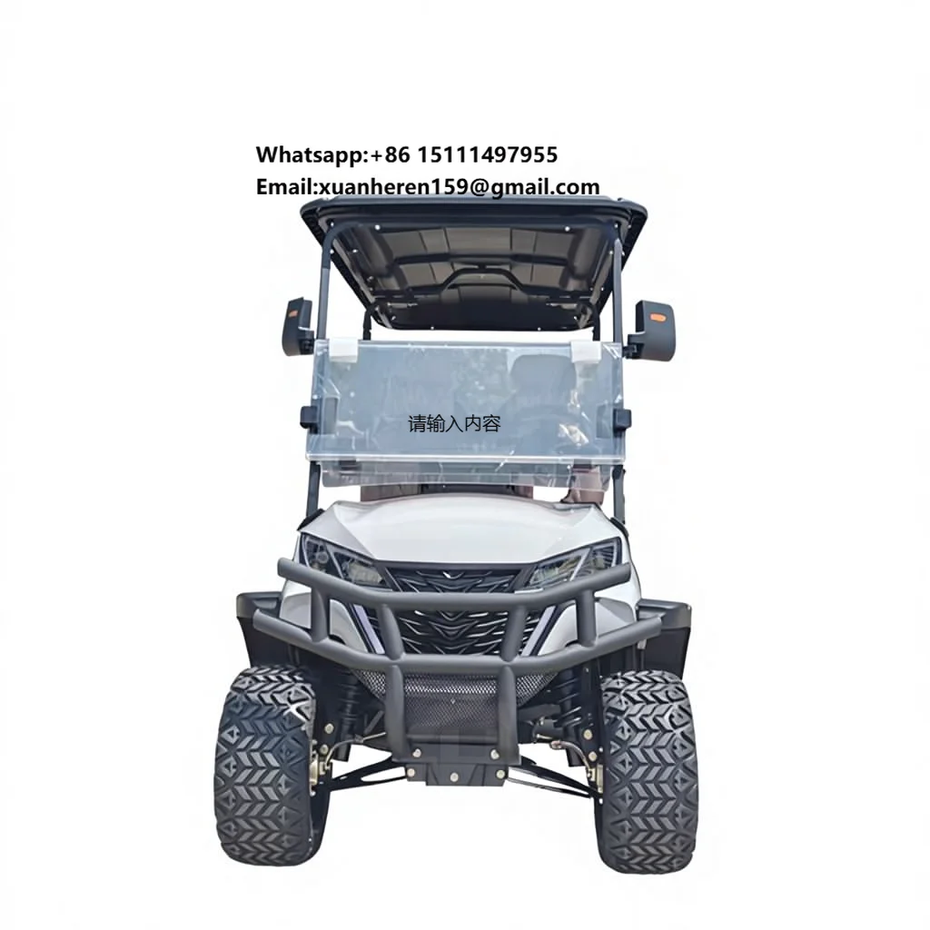 Durable Electric Golf Cart, Heavy-Duty Frame, 14-Inch Off-Road Tires, Brush Guard & Fender Flares for Rough Terrain