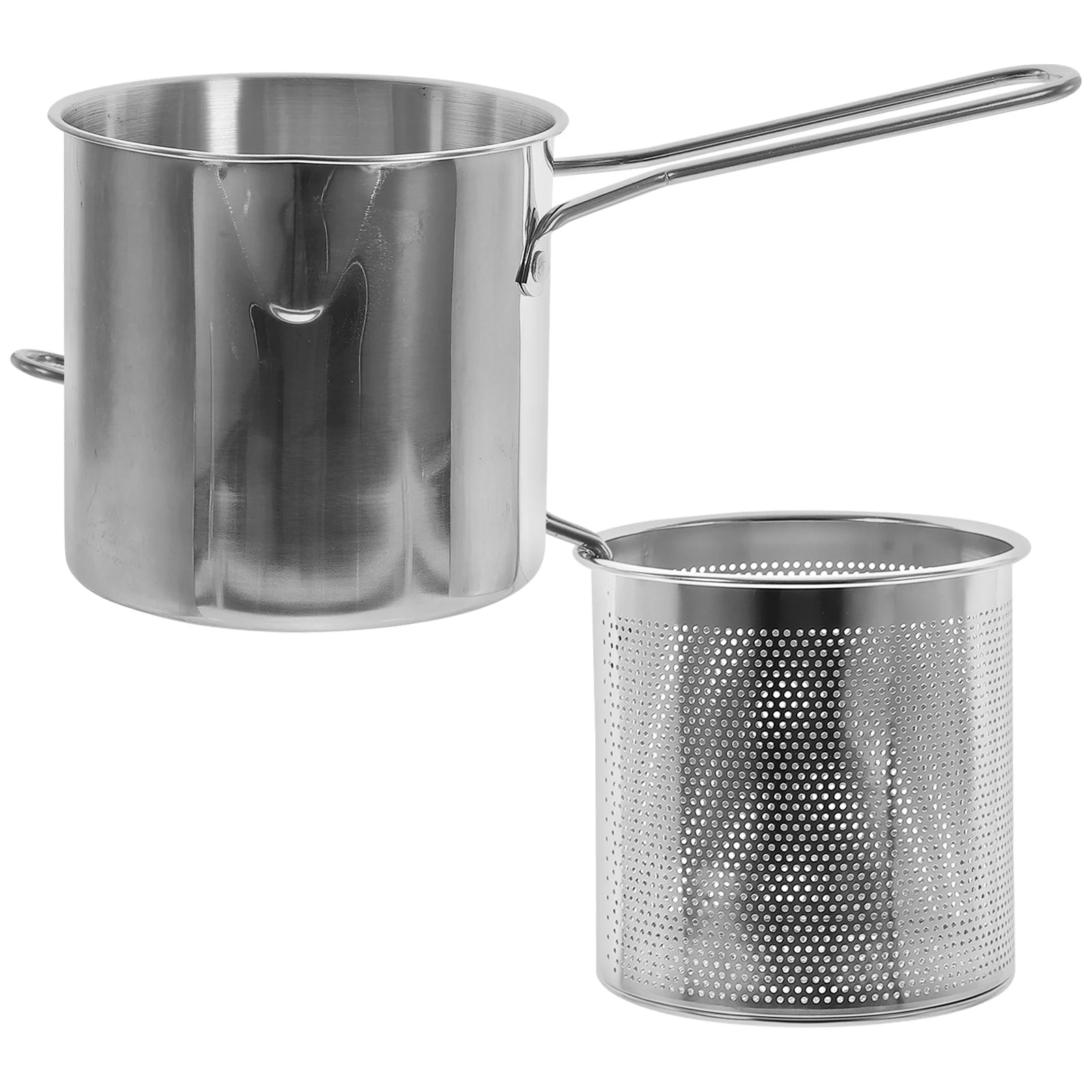 

1 Set Of Oil Fryer Pot With Fry Stainless Steel Deep Frying Pan For Kitchen Breakfast Food Heating Milk Fryer Pot Deep Fry