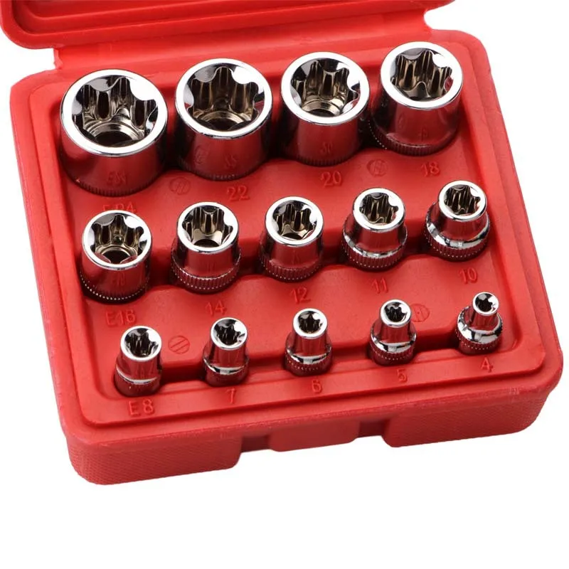 14pcs / set E star Torx female bit female 1/2 