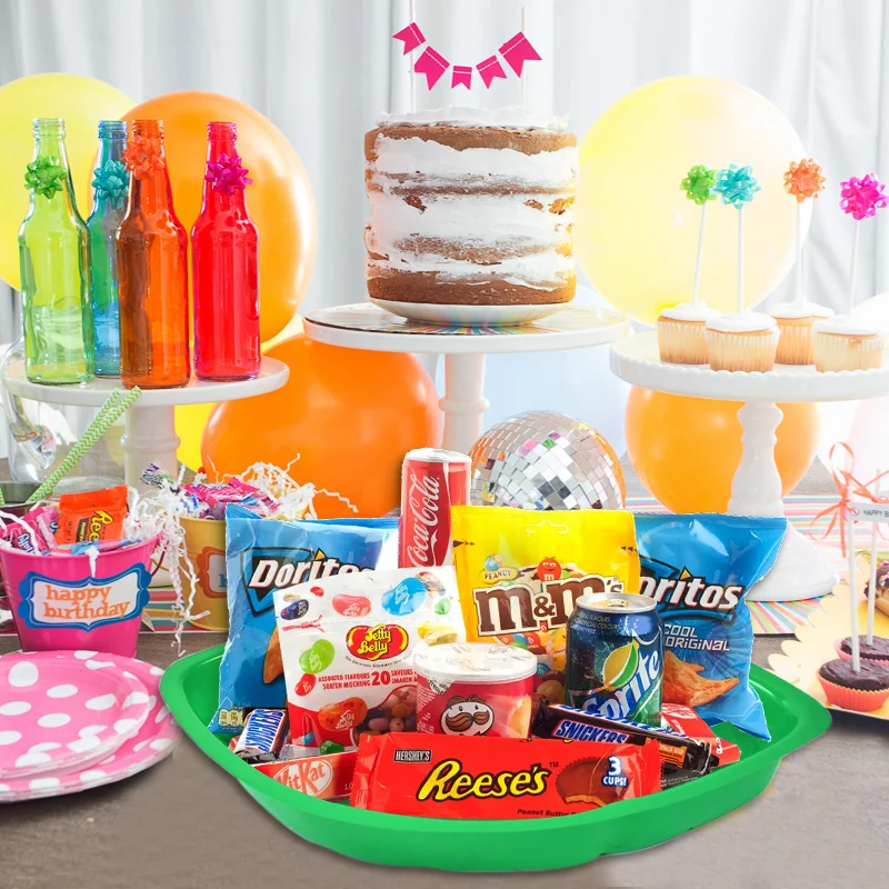 2/4/6 stücke grüne Palm blatt platte Popcorn Süßigkeiten Kekse Essen Tablett Platte für Hawaii Sommer Luau Geburtstag Hochzeits feier Dekorationen – Detail 13