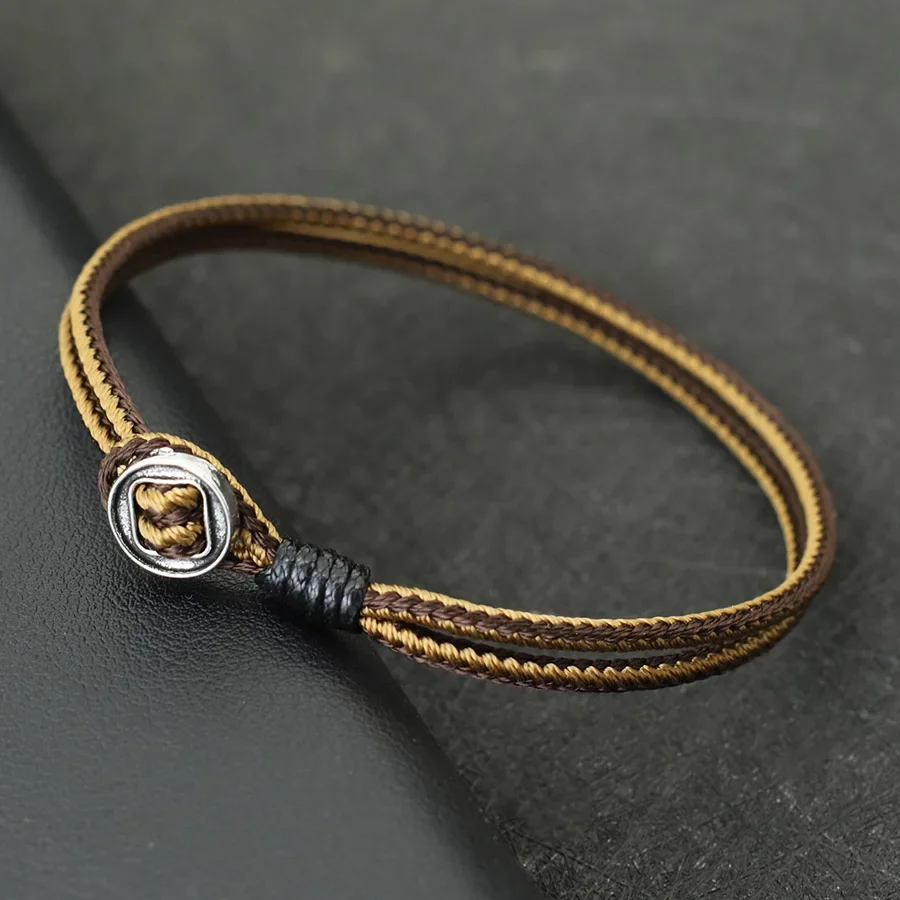 Czeska bransoletka w stylu etnicznym męska ręcznie robiona klasa A codzienna bransoletka sznurkowa idealny prezent dla niego Pulsera makrama opaska na ramię Herren — zdjęcie 4