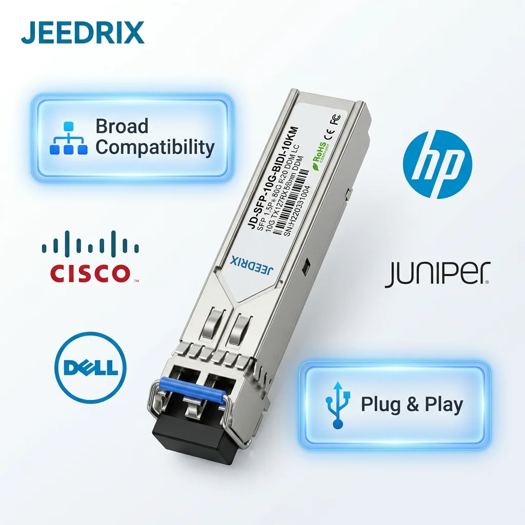 10G Single-mode SFP+ Transceiver Simplex LC Interface Up to 20km Support DDM Widely Compatible For Cisco Mikrotik