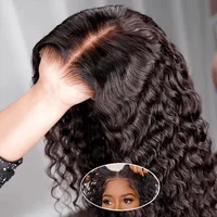 Wear And Go Water Wave 13x6 Hd peluca sin pegamento cabello humano para mujeres 7x5 pelucas delanteras de encaje rizado Frontal en venta de liquidación 250 de densidad