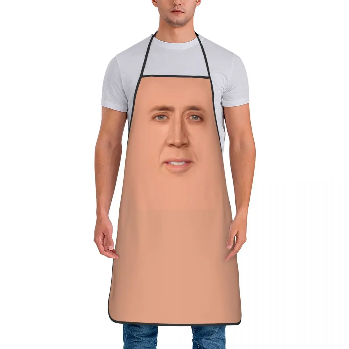 Nicolas Cage Face Polyester Aprons 52*72cm Cuisine Grill Baking Bib Tablier Restaurant Pinafores for Chef Barista