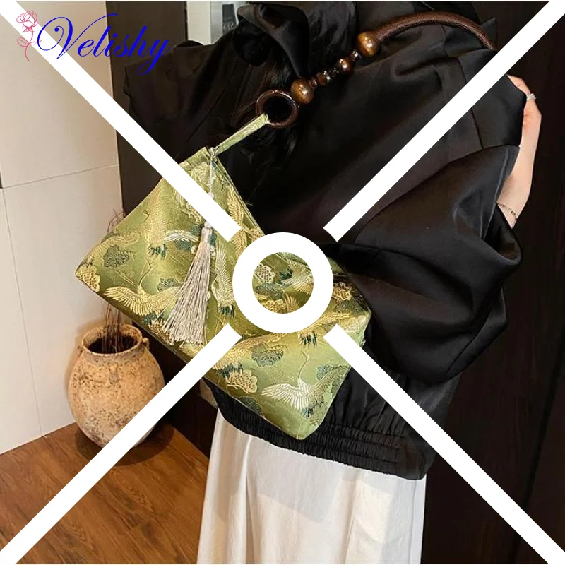 Hasp Sewing Thread Embroidered National Style Shoulder Bags Tassel Decoration 2025 Spring New Hot Sale Women's Handbags