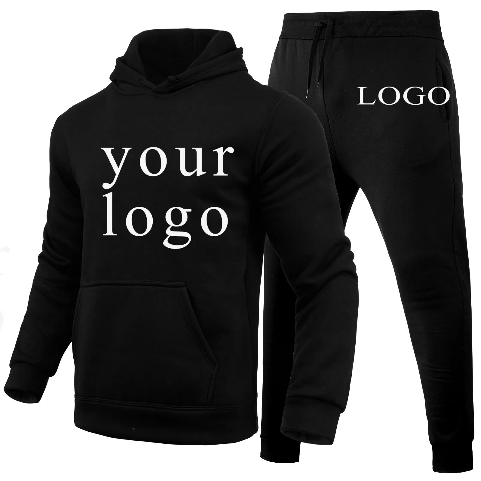 Votre propre Logo de marque de conception/image personnalisée partout hommes femmes bricolage sweats à capuche et pantalons ensemble mode nouveau