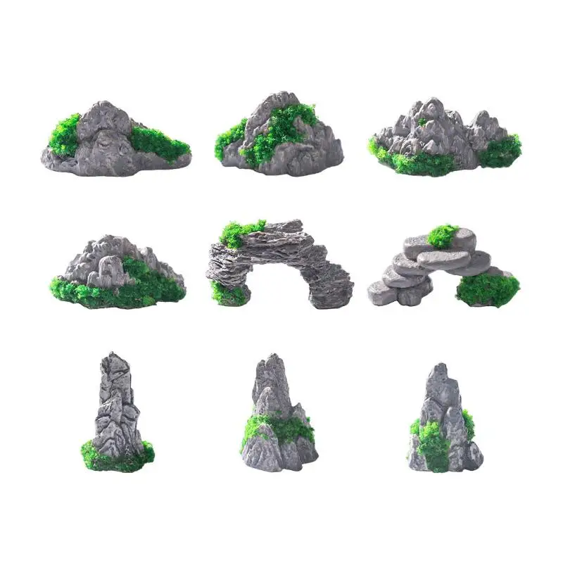 Artificial Mini Mountain Stone Decor 1/6Pcs Lifelike Miniature Hill Toys for Bonsai Terrarium Desktop Home Decoration