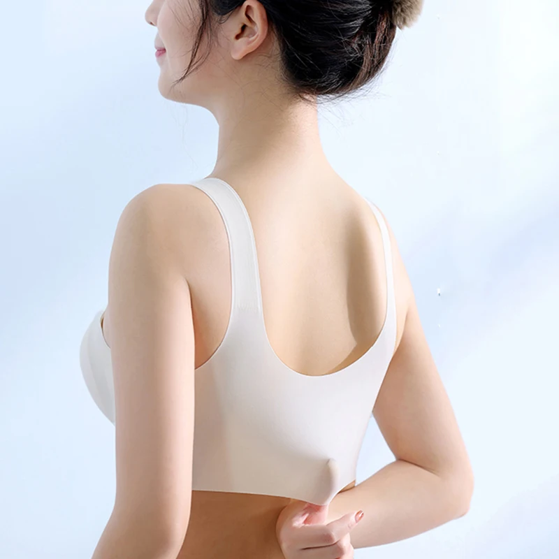 Seamless Bra With Padding Ladies Sleeveless Crop Top With Cups Female Bras Without Frame Comfortable Thin Cami Vest Tank Tops