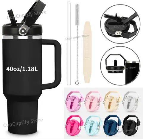 For Stanley 40oz Leak-proof Cup Lid Straw Detachable Washable Handle Bottle Set Detachable Flip Straw With Brush&Removal Tool