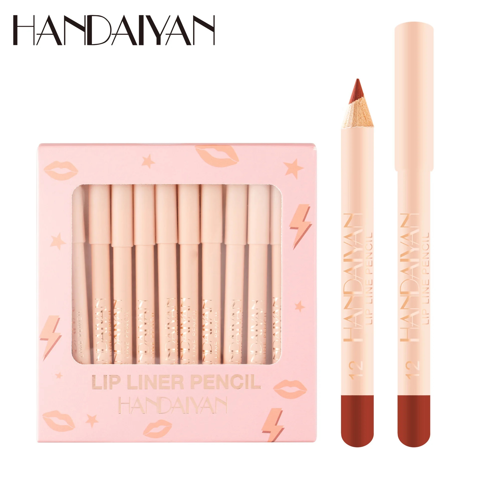 ราคาต่ํา Handaiyan 12 Matte Lip Liner Set Velvet Non-fading Lip Liner ลิปสติก Set